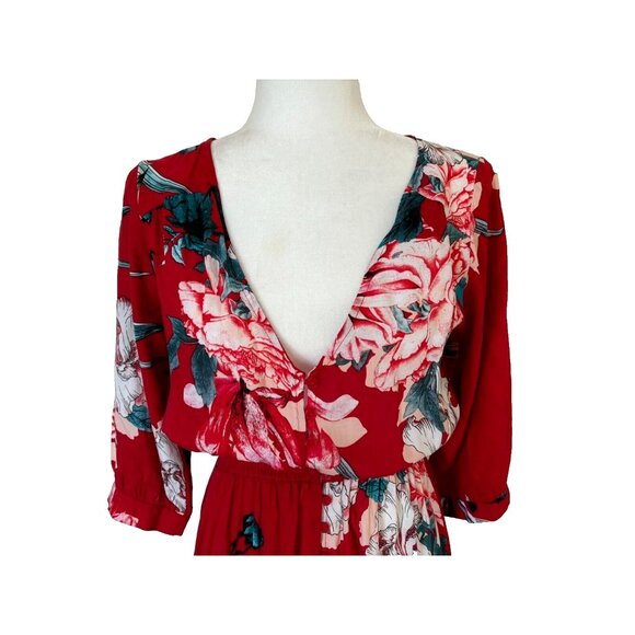 JAASE Maxi Dress Size Small Floral Rayon Smocked Waist Multi Button Down Boho - Picture 3 of 10